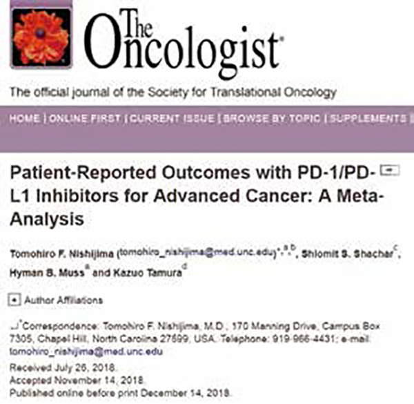 PD-1/PD-L1抑制剂治疗患者的PRO分析