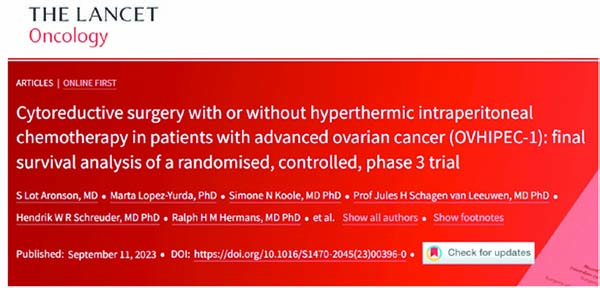 晚期卵巢癌 细胞减灭术手术加腹腔热灌注化疗有生存获益